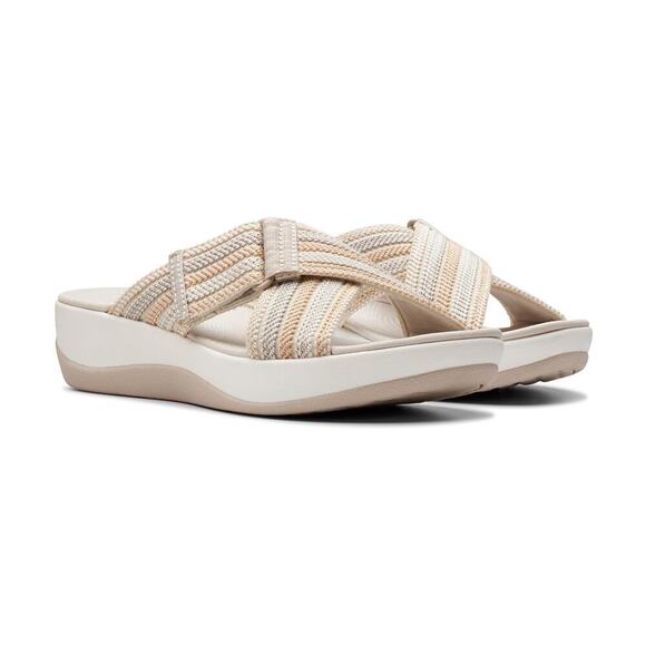Clarks Arla Wave Cloudsteppers Slide Sandals Beige Size 10W NWOT - Picture 1 of 5